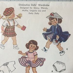 McCall's doll clothes sewing pattern 1898, Diminutive Dolls Wardrobe 7-8" dolls